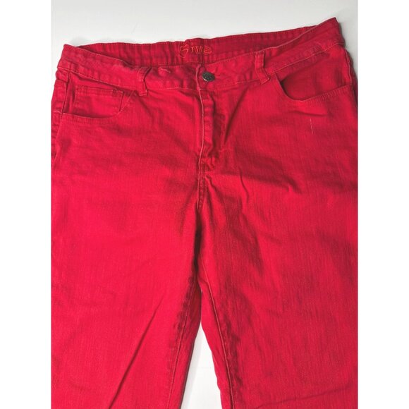 5ive Womens Red Capri Pants Size 16 Cotton-Polyester Blend - Picture 2 of 8